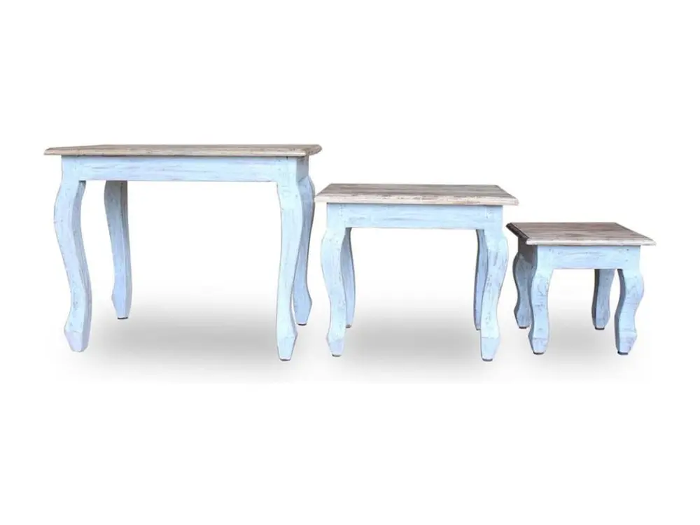 Plateforme réglable en hauteur Ensemble de tables gigognes 3 pcs Bois de récupération massif
