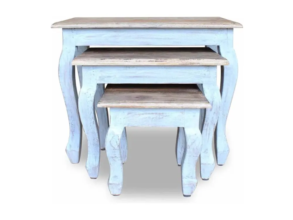 Plateforme réglable en hauteur Ensemble de tables gigognes 3 pcs Bois de récupération massif