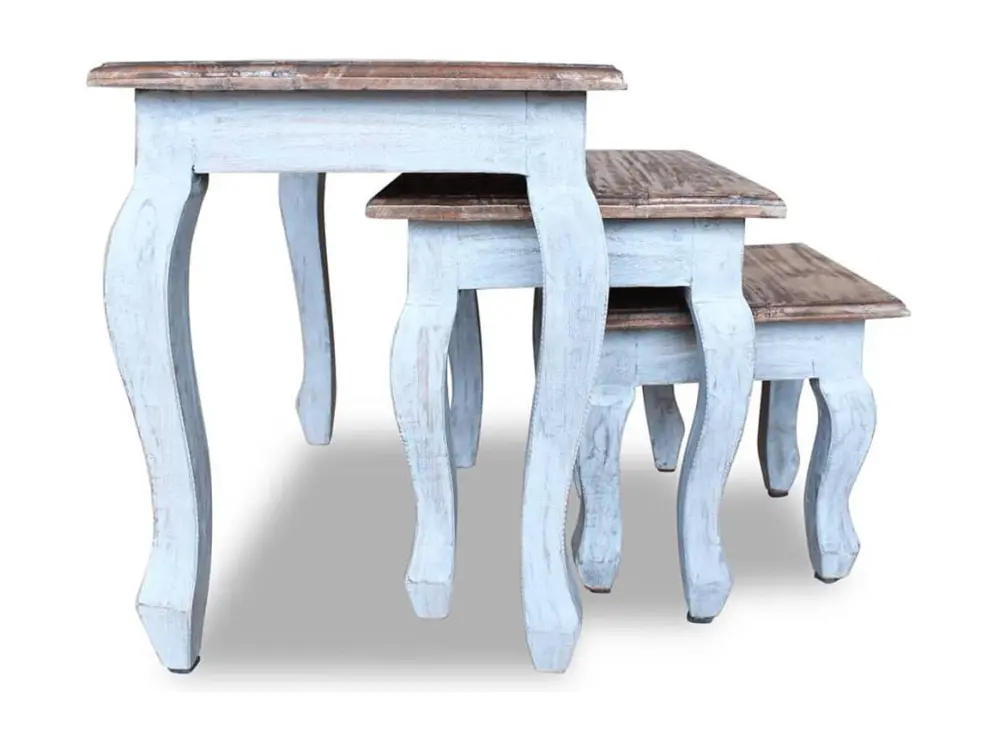 Plateforme réglable en hauteur Ensemble de tables gigognes 3 pcs Bois de récupération massif