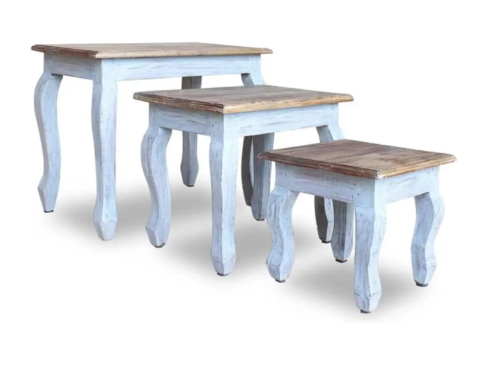 Plateforme réglable en hauteur Ensemble de tables gigognes 3 pcs Bois de récupération massif