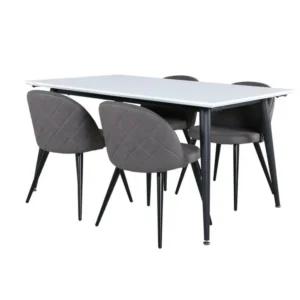 Plateforme réglable en hauteur Jimmy150 ensemble table, table extensible longueur cm150 / 240 blanc et 4 Velours Stitches...
