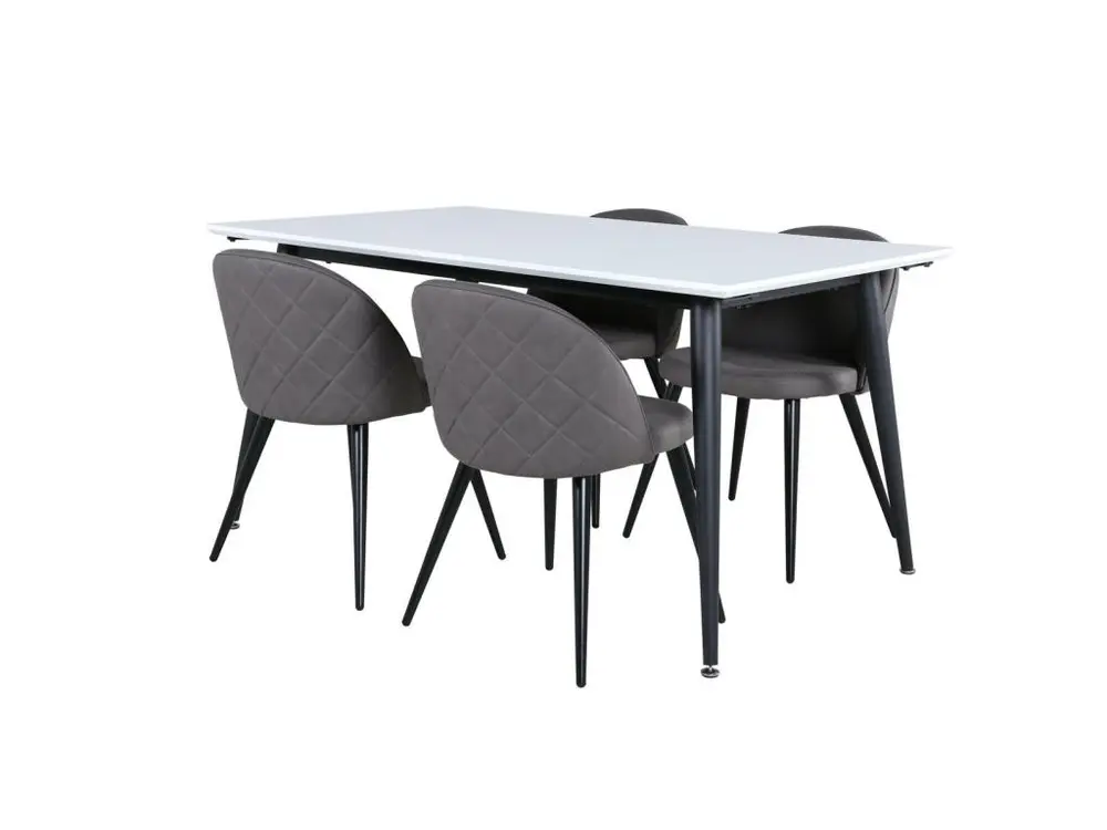 Plateforme réglable en hauteur Jimmy150 ensemble table, table extensible longueur cm150 / 240 blanc et 4 Velours Stitches...