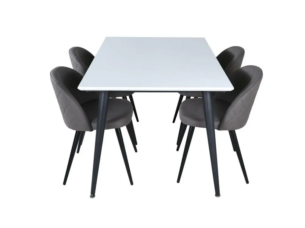 Plateforme réglable en hauteur Jimmy150 ensemble table, table extensible longueur cm150 / 240 blanc et 4 Velours Stitches...