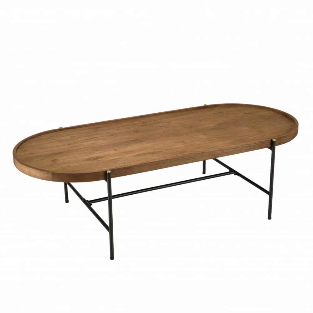 Plateforme réglable en hauteur Table basse ovale plateau en bois de teck recyclé l140