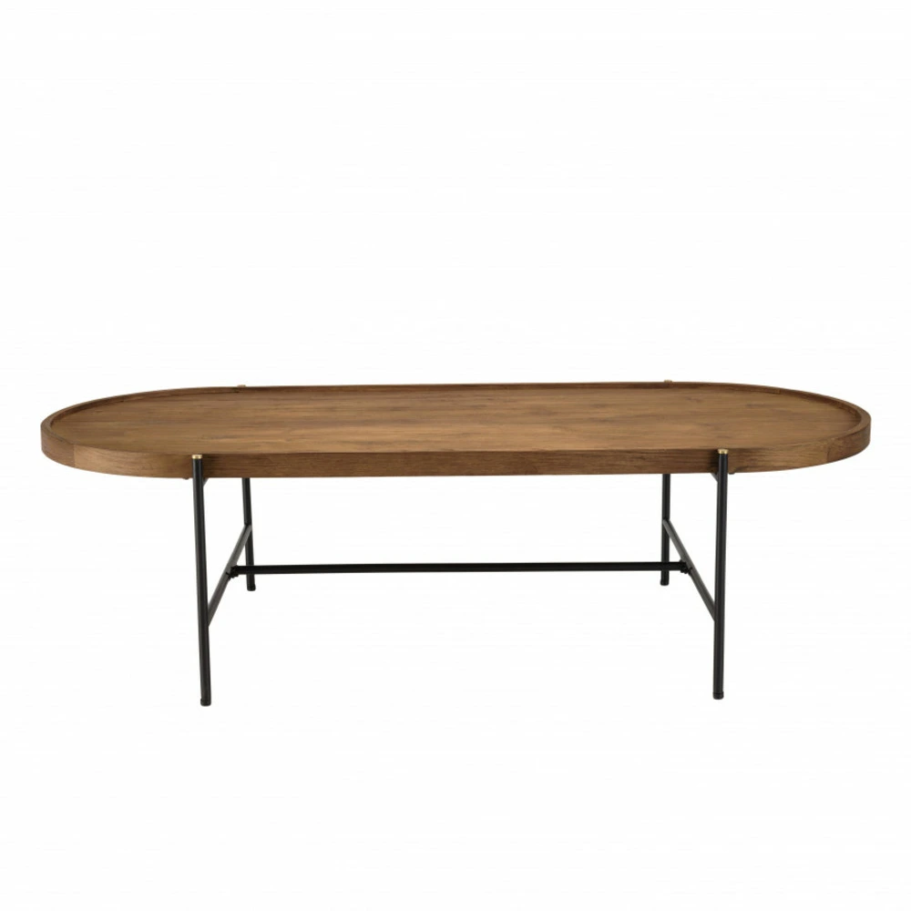 Plateforme réglable en hauteur Table basse ovale plateau en bois de teck recyclé l140