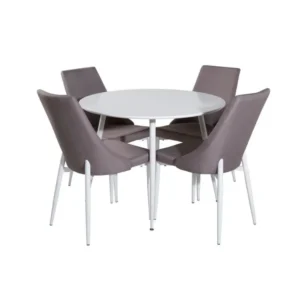 PlazaWHWH100 ensemble table, table blanc et 4 Leone 2.0 chaises gris, blanc. - Hauteur Réglable