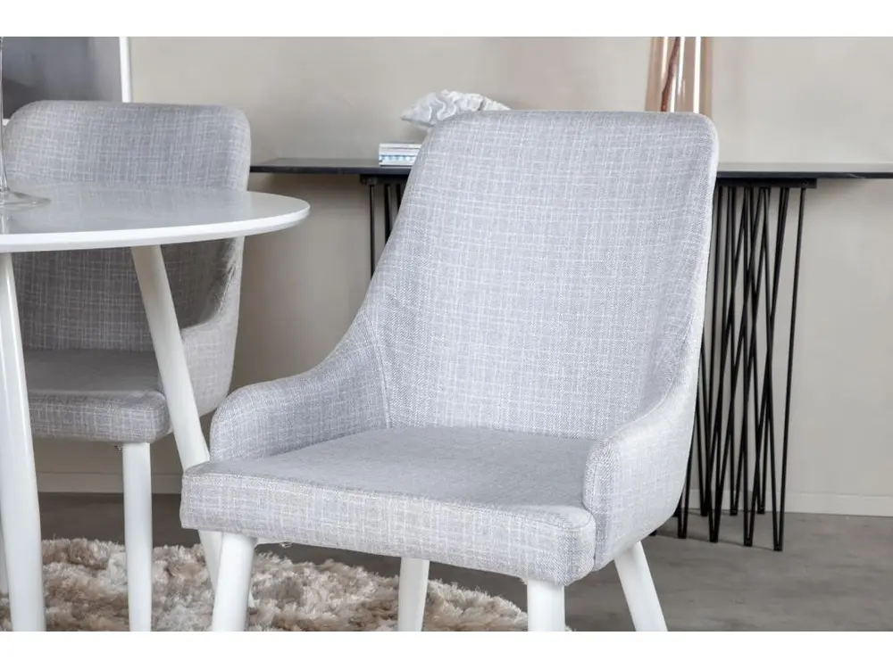 PlazaWHWH100 ensemble table, table blanc et 4 Plaza chaises gris, blanc. avec certificat PEFC