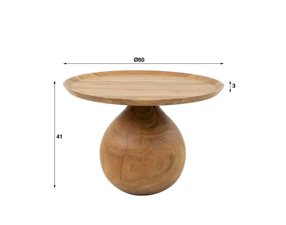 Raja - table basse - en bois massif d'acacia - 60 cm pour espace limité