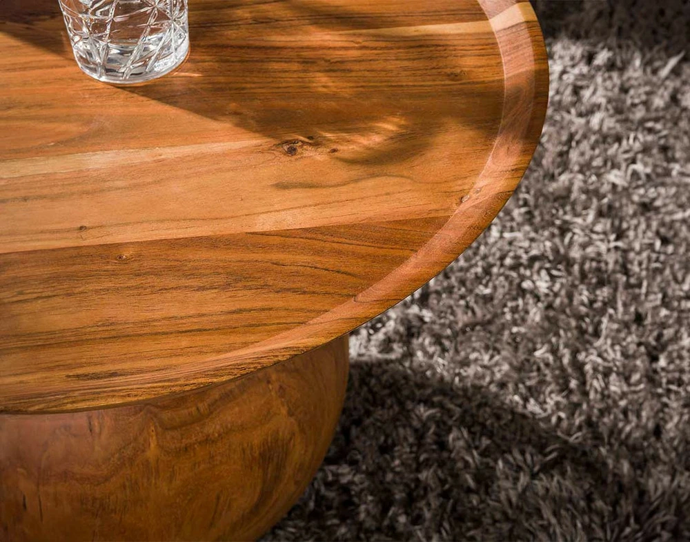 Raja - table basse - en bois massif d'acacia - 60 cm pour espace limité
