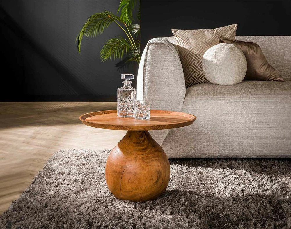 Raja - table basse - en bois massif d'acacia - 60 cm pour espace limité