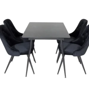 SilarBLExt ensemble table, table extensible longueur cm120 / 160 noir et 4 Velvet Raffiné chaises Velours noir.