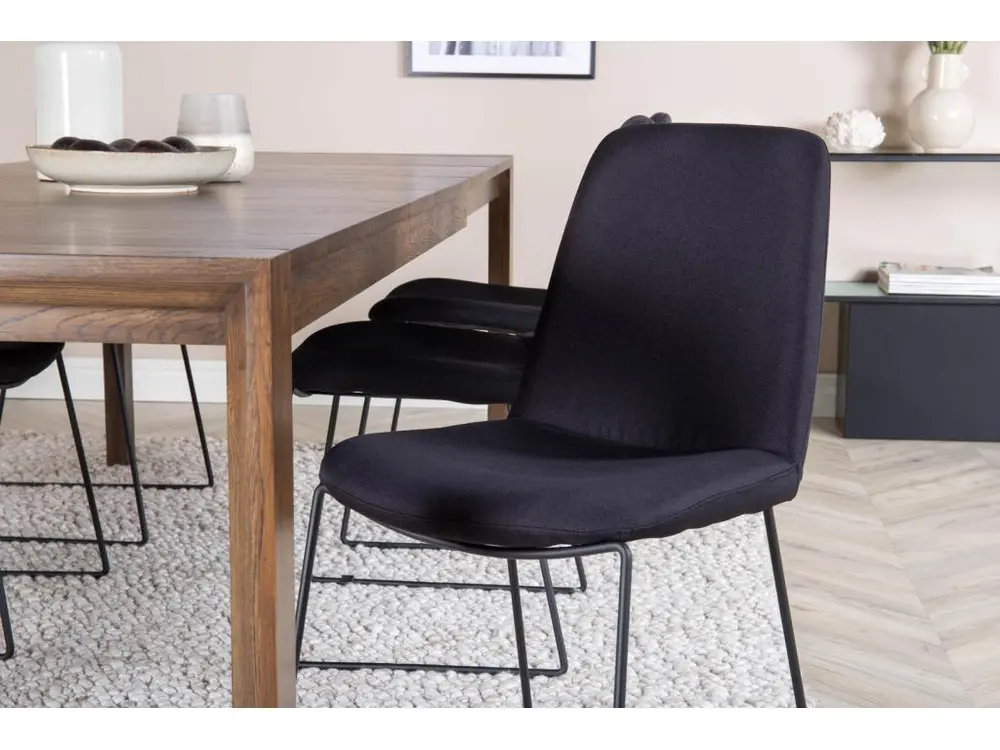 SliderOS ensemble table, table extensible longueur cm170 / 250 enfumé chêne et 6 Muce chaises noir. pour configuration en L