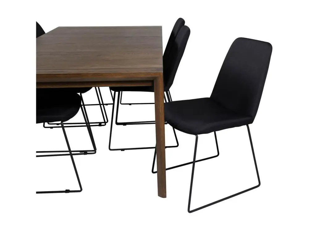 SliderOS ensemble table, table extensible longueur cm170 / 250 enfumé chêne et 6 Muce chaises noir. pour configuration en L