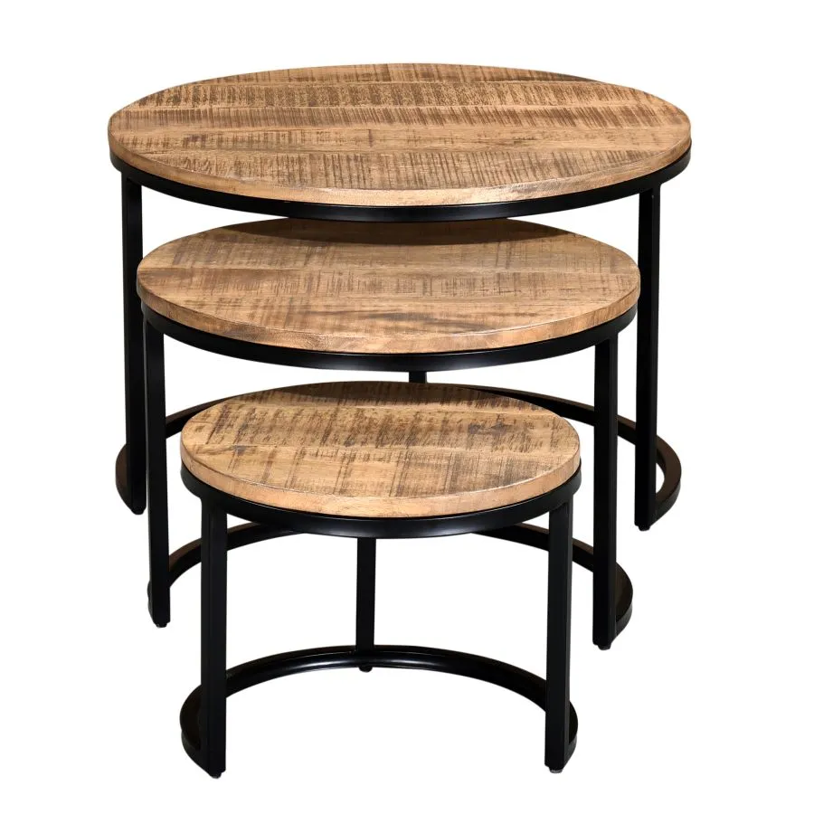 Surface de travail antidérapante Ensemble De Table Basse Darsh 3 PièCes En Naturel Et Noir