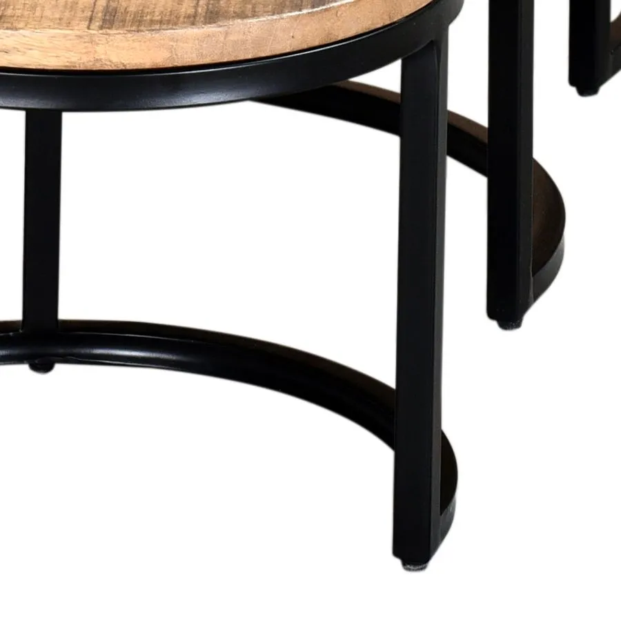 Surface de travail antidérapante Ensemble De Table Basse Darsh 3 PièCes En Naturel Et Noir