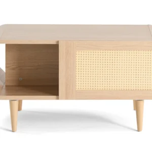 Surface de travail antidérapante Mathilde - table basse - bois et cannage - 100 cm