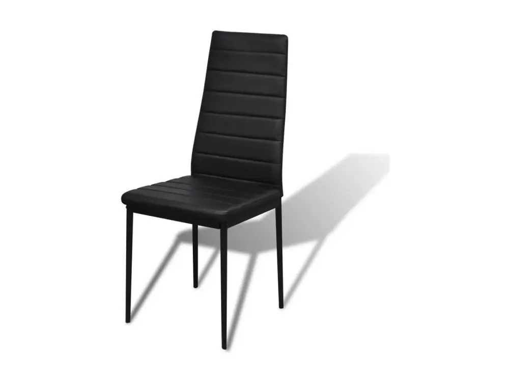 Surface de travail antidérapante Table laqué noir et 4 chaises simili noir Kuira
