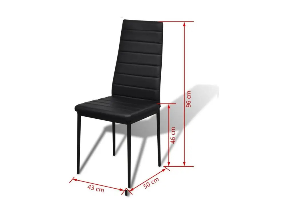 Surface de travail antidérapante Table laqué noir et 4 chaises simili noir Kuira