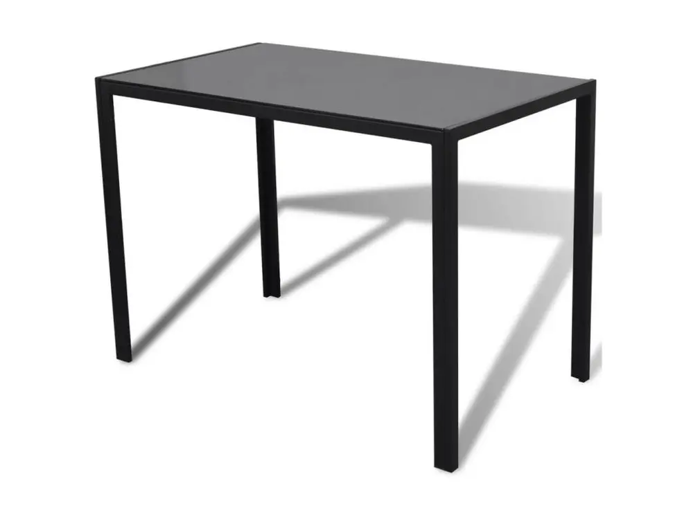 Surface de travail antidérapante Table laqué noir et 4 chaises simili noir Kuira