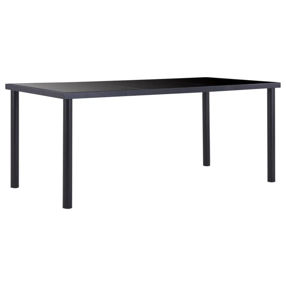 Surface de travail antidérapante Table de salle à manger design novateur 180 x 90 x 75 cm verre trempé noir et métal DEC03...