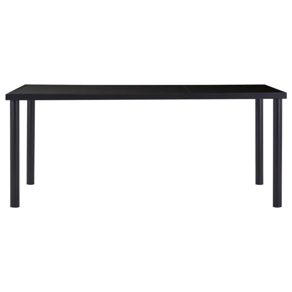 Surface de travail antidérapante Table de salle à manger design novateur 180 x 90 x 75 cm verre trempé noir et métal DEC03...