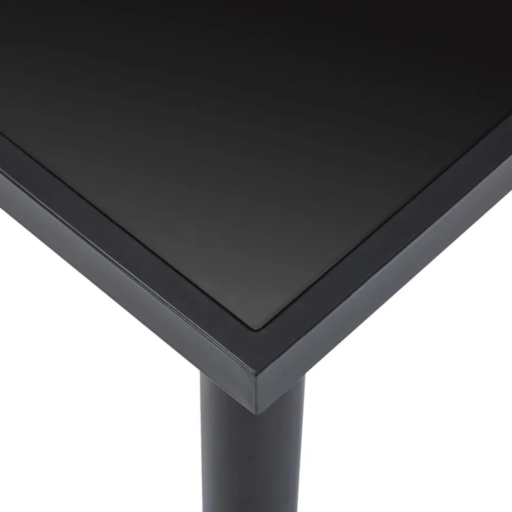 Surface de travail antidérapante Table de salle à manger design novateur 180 x 90 x 75 cm verre trempé noir et métal DEC03...