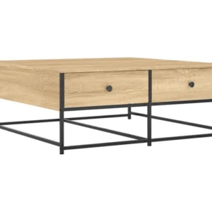 Table basse chêne sonoma 100x99x40 bois d'ingénierie avec tiroir à verrouillage