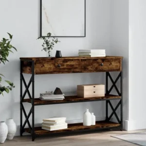 Table console chêne fumé 100x28x75 cm bois d'ingénierie | Stable et robuste |