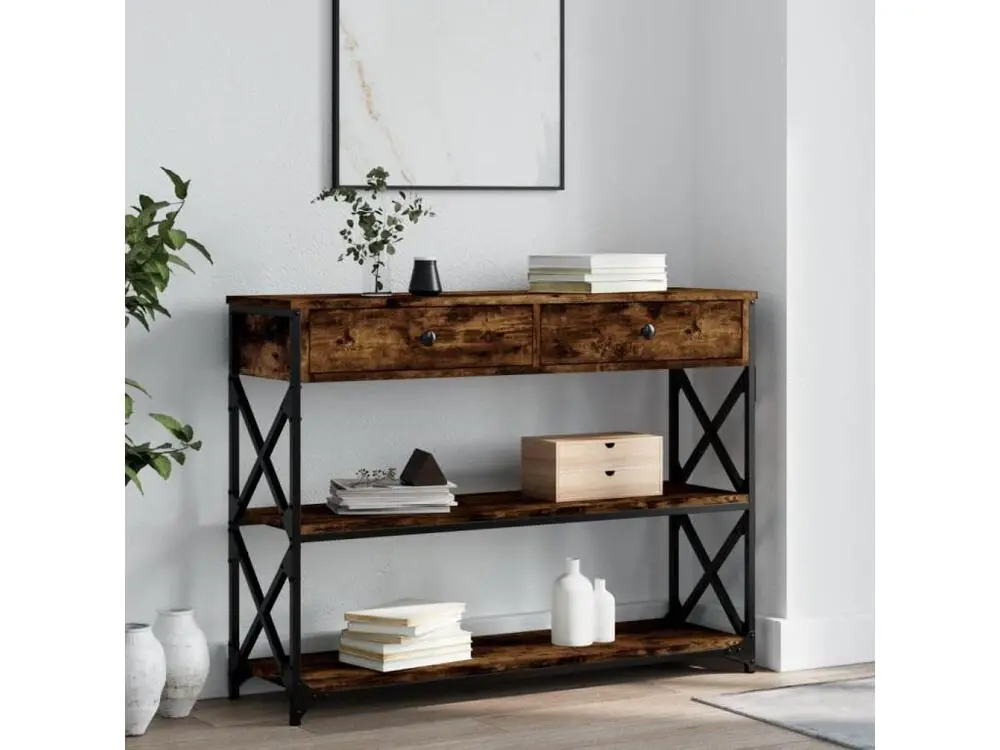 Table console chêne fumé 100x28x75 cm bois d'ingénierie | Stable et robuste |