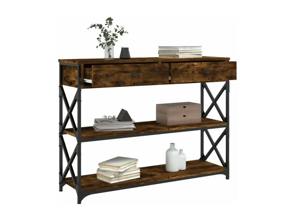Table console chêne fumé 100x28x75 cm bois d'ingénierie | Stable et robuste |