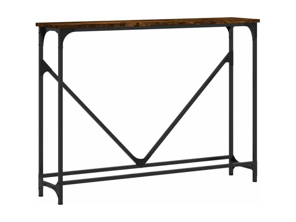 Table console chêne fumé 102x22,5x75 cm bois d'ingénierie avec plateau en chêne massif