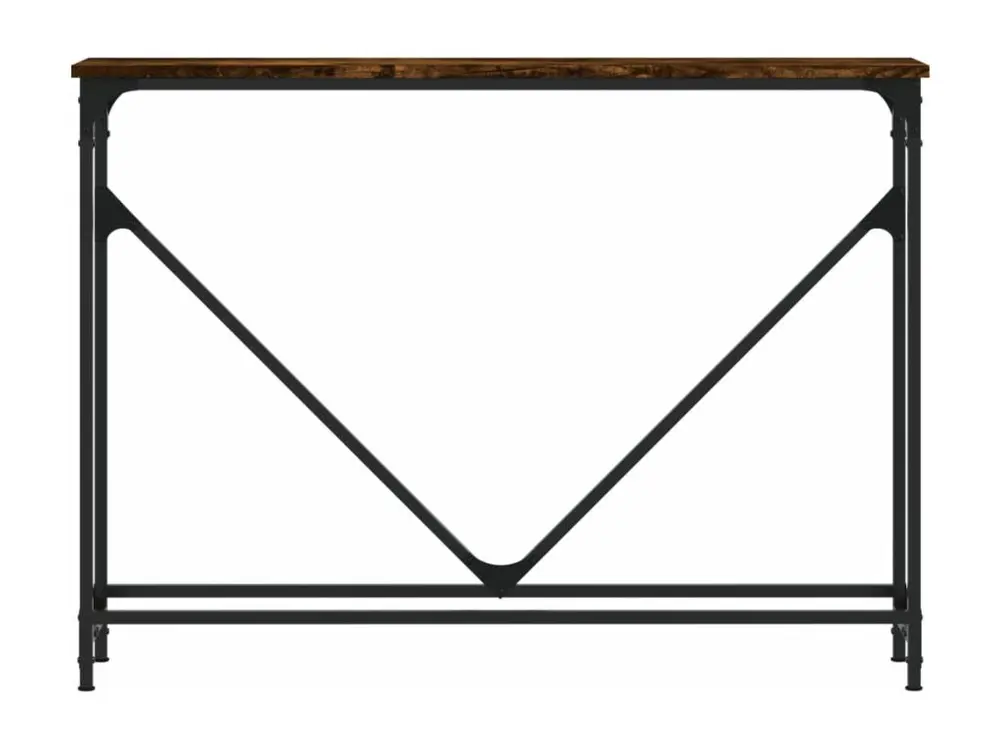 Table console chêne fumé 102x22,5x75 cm bois d'ingénierie avec plateau en chêne massif