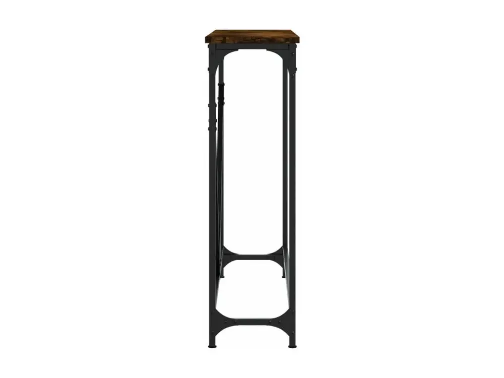 Table console chêne fumé 102x22,5x75 cm bois d'ingénierie avec plateau en chêne massif