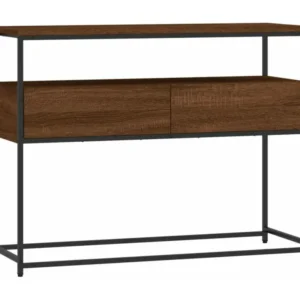 Table console chêne marron 100x40x75 bois d'ingénierie pour télétravail
