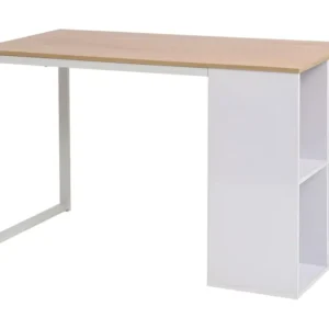Table d'écriture 120x60x75 cm Chêne et blanc avec mécanisme à manivelle