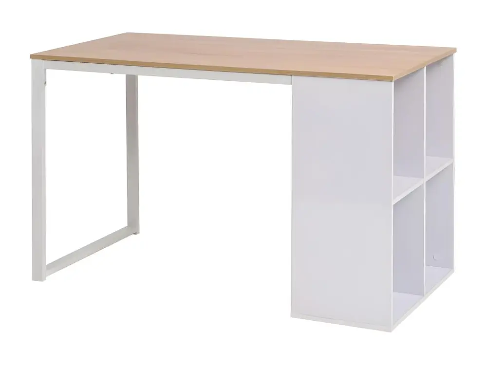 Table d'écriture 120x60x75 cm Chêne et blanc avec mécanisme à manivelle