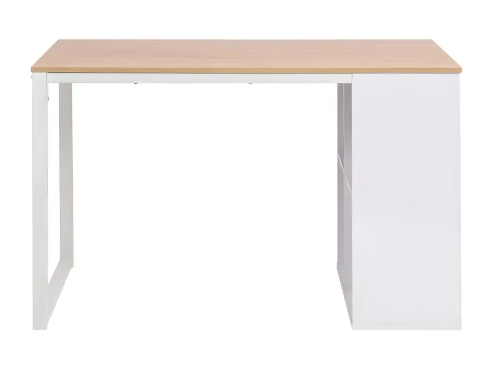 Table d'écriture 120x60x75 cm Chêne et blanc avec mécanisme à manivelle