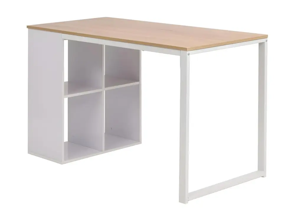 Table d'écriture 120x60x75 cm Chêne et blanc avec mécanisme à manivelle