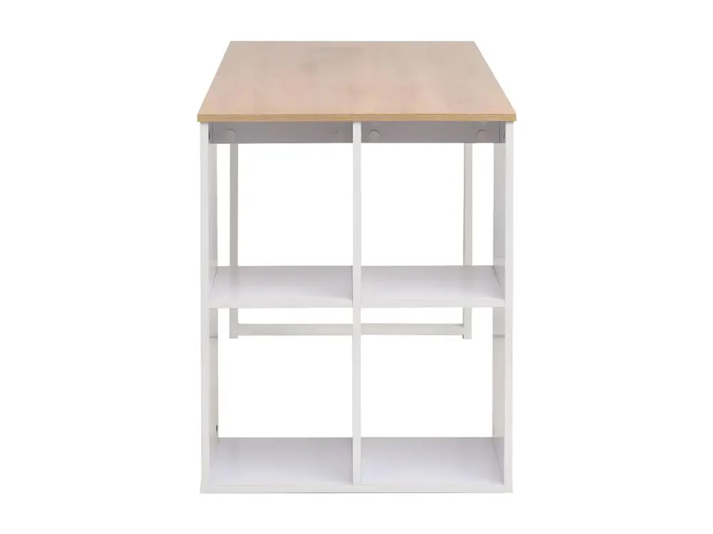Table d'écriture 120x60x75 cm Chêne et blanc avec mécanisme à manivelle