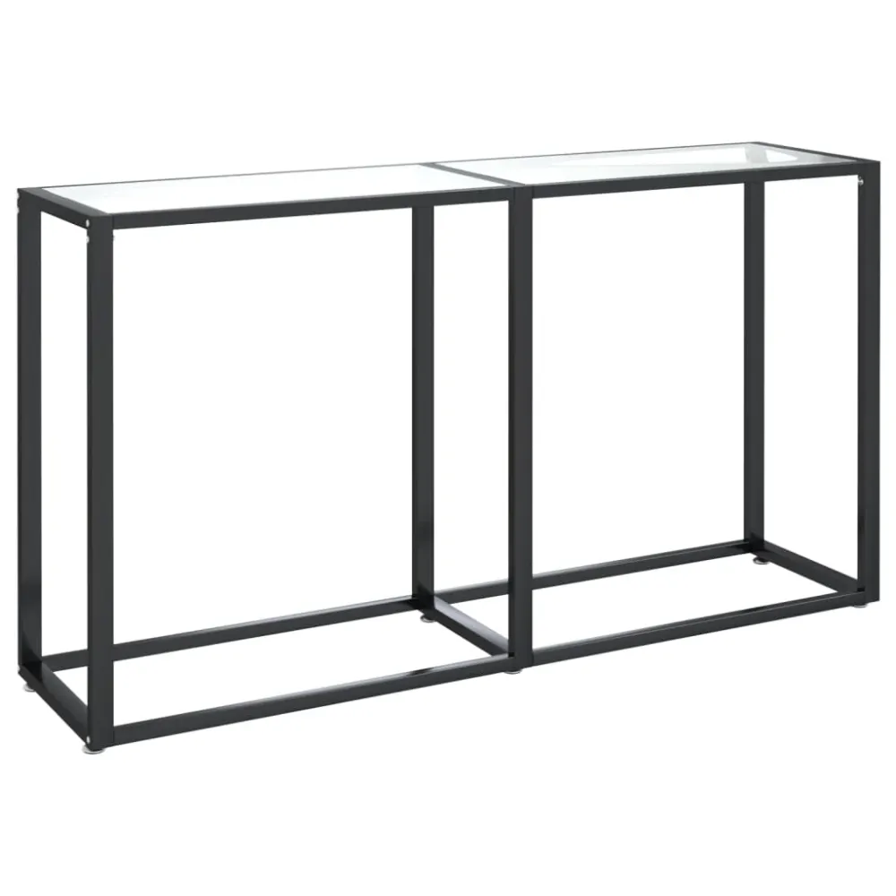 Table d'appoint console meuble d'entrée 140 x 35 x 75,5 cm verre trempé diaphane et acier DEC032265