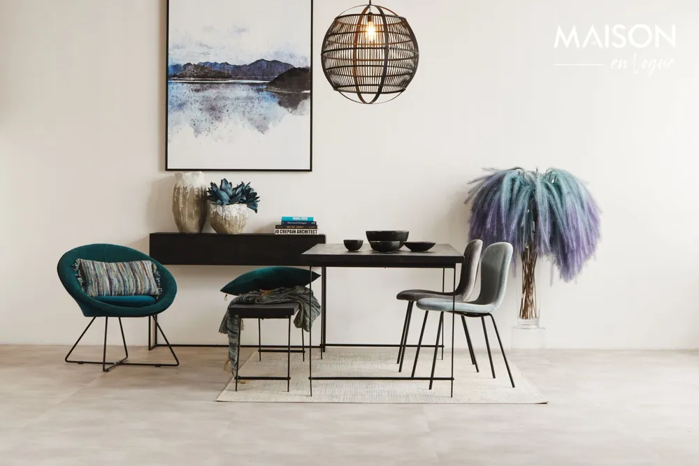 Table à Dîner en bois noire Ohio Pomax - 185cm dimensions 120 x 60 cm