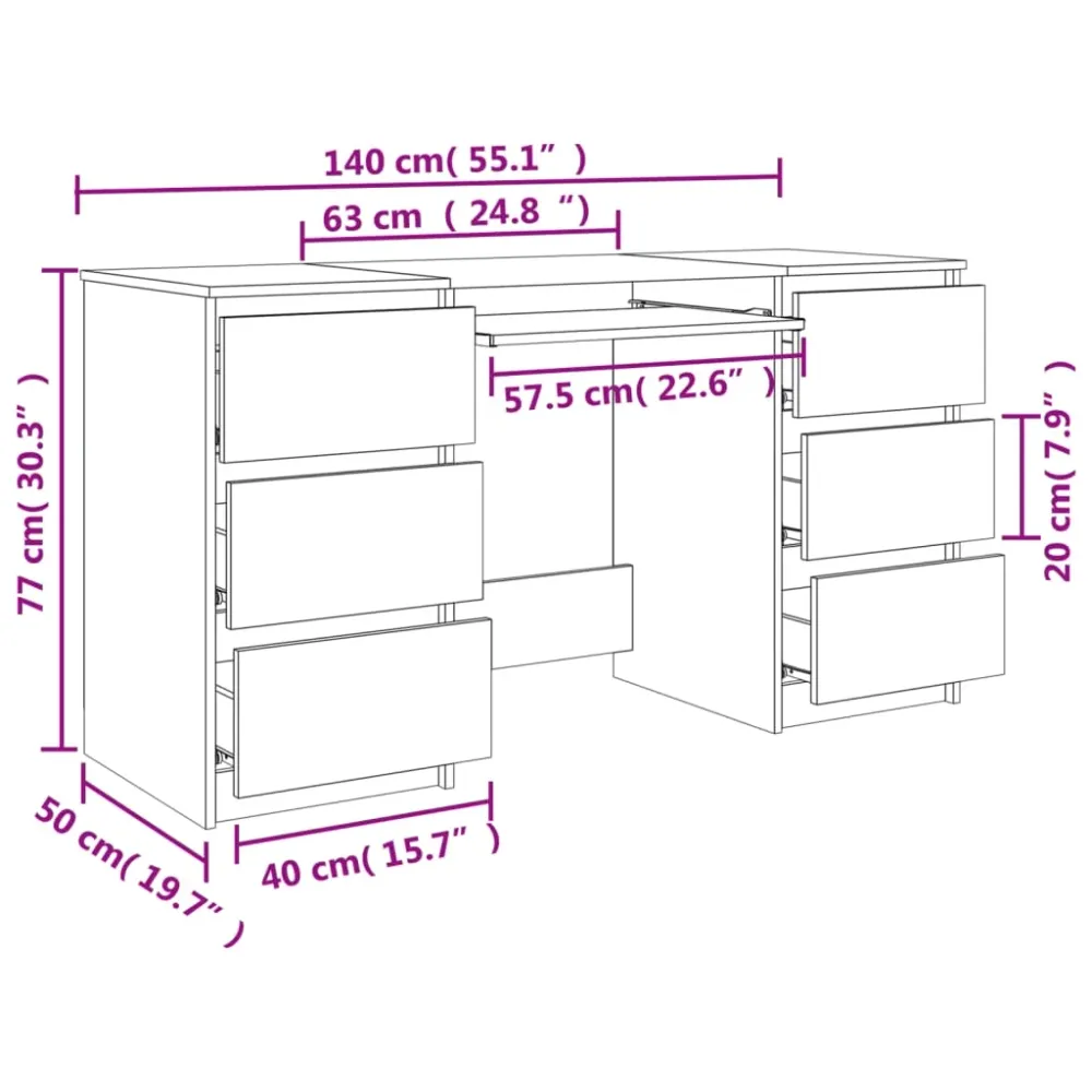 Table de Réunion Ergonomique Bureau table poste de travail meuble d'ordinateur informatique étude 140 x 50 x 77 cm bois d'...