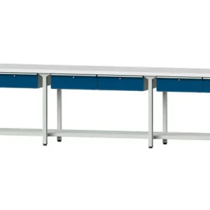 Table de travail ANKE exemple 105 4050 x 700 x 890 mm RAL 7035/5010 KSP 40 mm 400.521 se fournir à bas prix