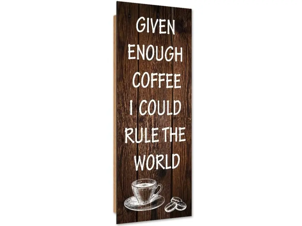 Tableau citation de bois d'une tasse de café - 30 x 90 cm pour configuration en L