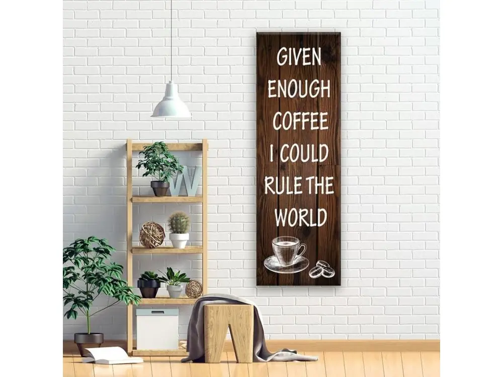 Tableau citation de bois d'une tasse de café - 30 x 90 cm pour configuration en L