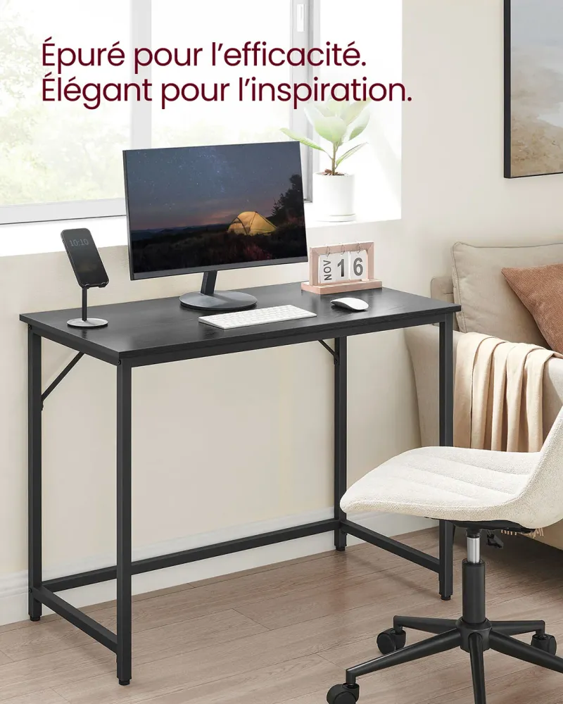 Bureau table poste de travail petite taille 100 x 50 x 75 cm pour bureau salon chambre assemblage élémentaire métal style...