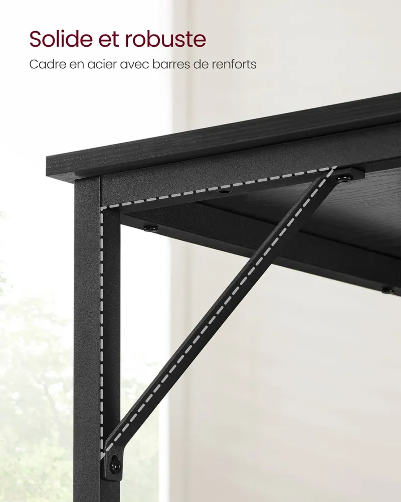 Bureau table poste de travail petite taille 100 x 50 x 75 cm pour bureau salon chambre assemblage élémentaire métal style...