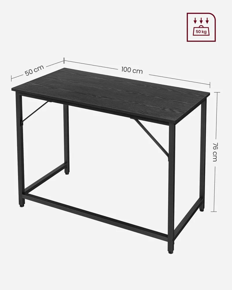 Bureau table poste de travail petite taille 100 x 50 x 75 cm pour bureau salon chambre assemblage élémentaire métal style...