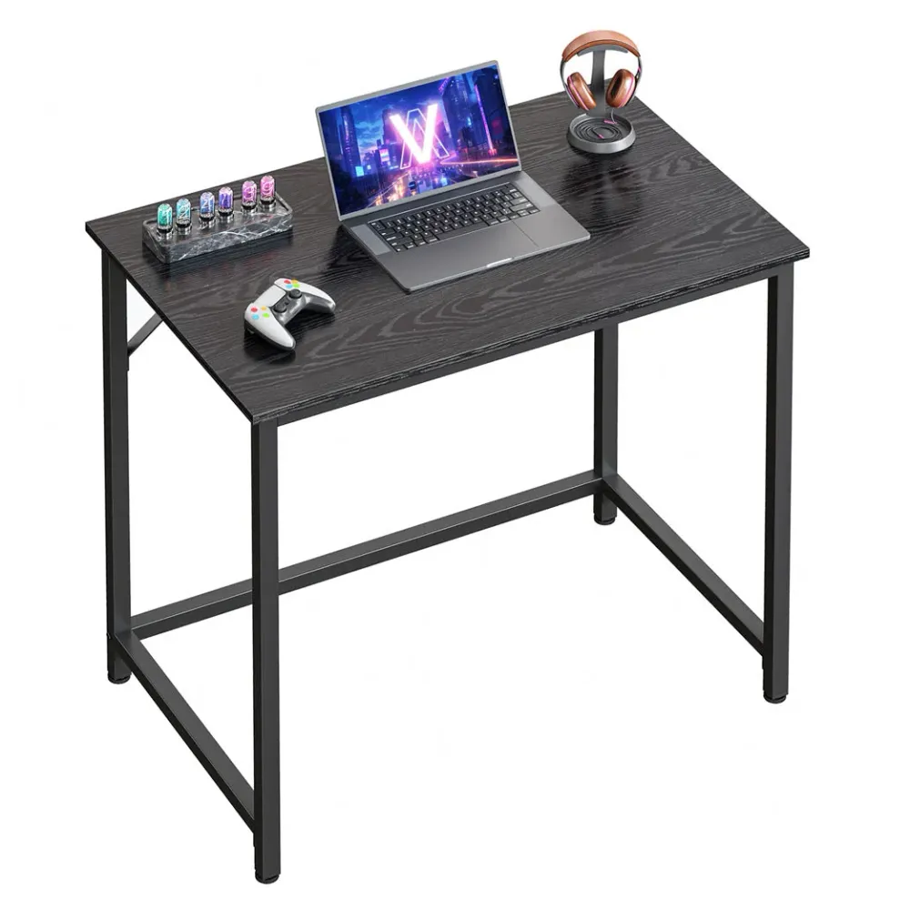 Bureau table poste de travail 80 x 50 x 75 cm pour bureau salon chambre assemblage facile métal style industriel noir 12_0...