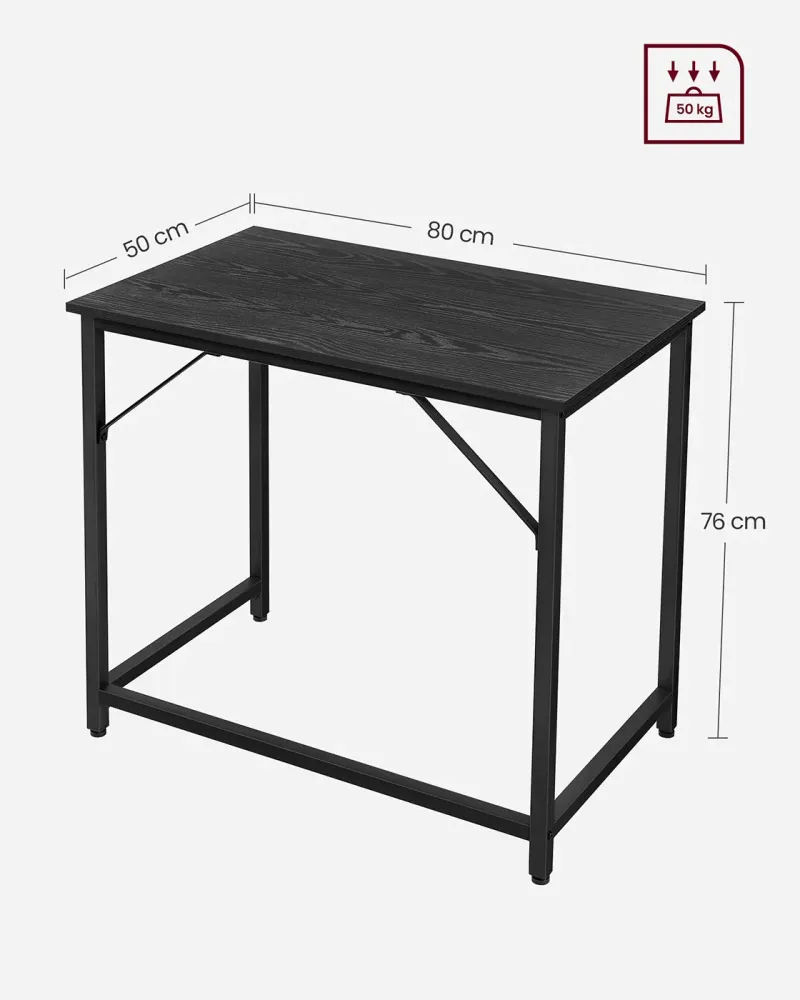 Bureau table poste de travail 80 x 50 x 75 cm pour bureau salon chambre assemblage facile métal style industriel noir 12_0...